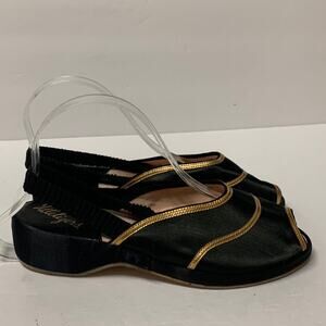 Idlelizers Vintage Black/Gold Sling Back Sandals Women's Size 5